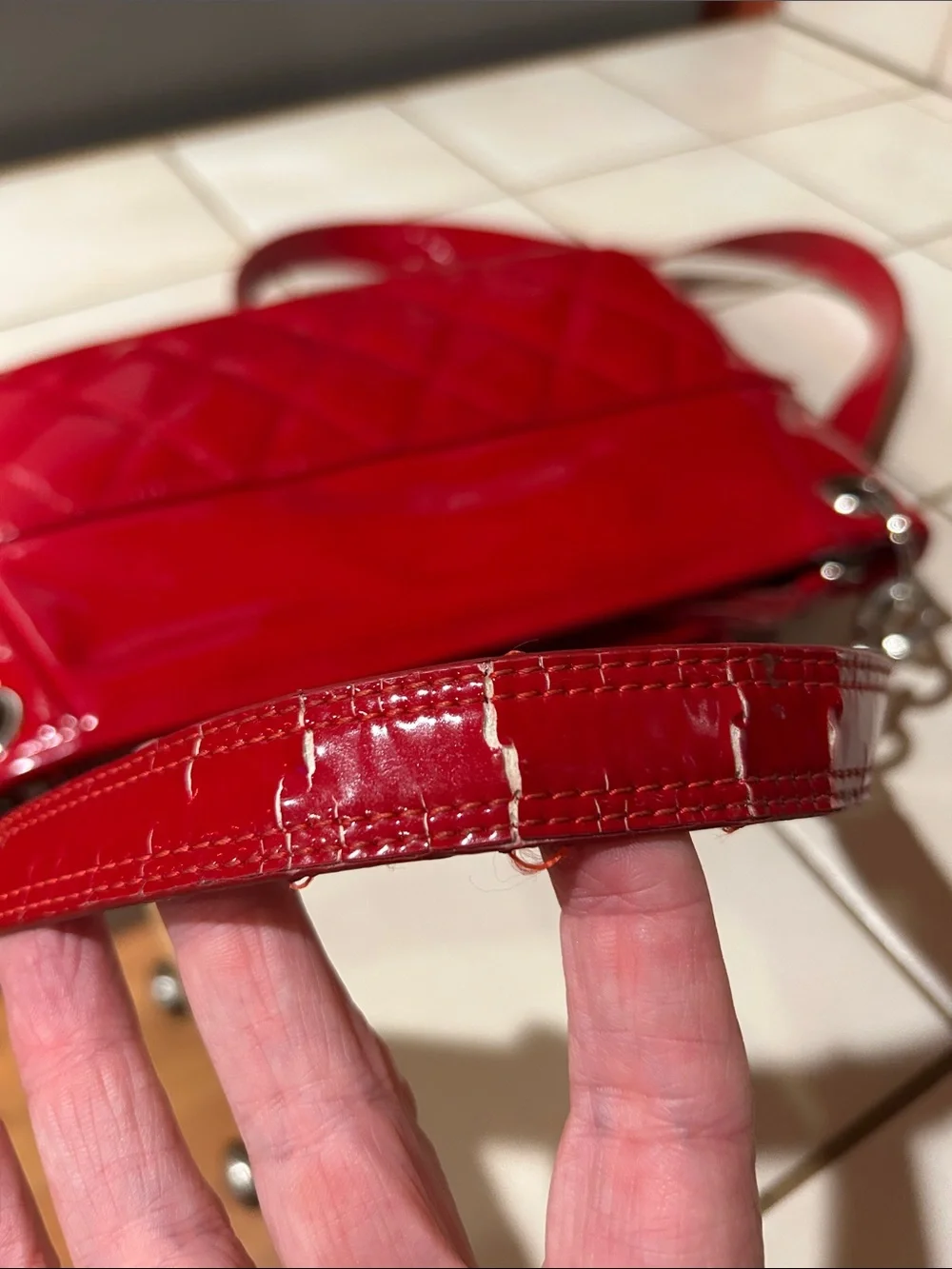Coach Poppy Liquid Gloss Red Patent Leather Shoulder Bag
